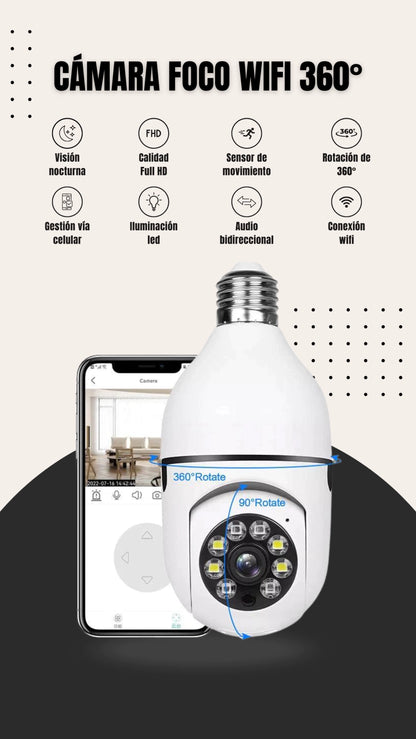 Super Cámara Foco 360° Wifi +16 Características Adicionales + [Regalo Sorpresa]